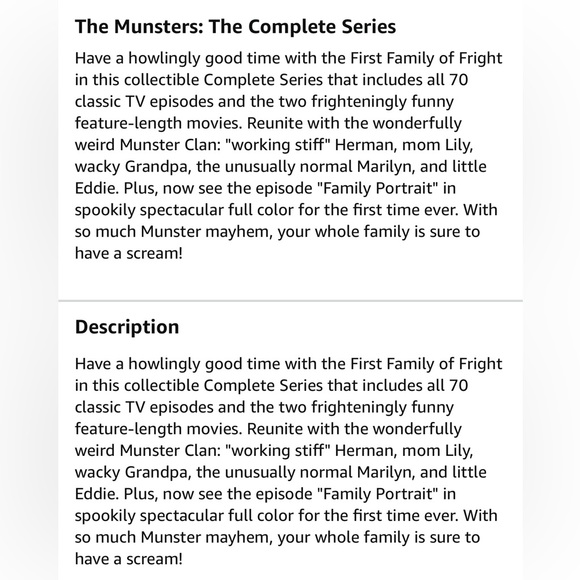 The Munsters 🆕 DVD complete series plus 2 feature length movies, factory sealed - Picture 3 of 4